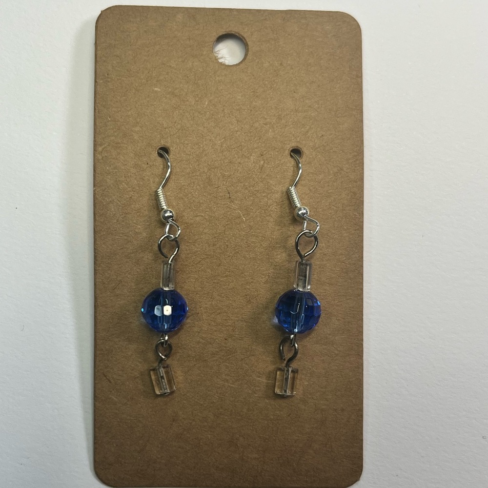 blue and clear beaded silver earrings!